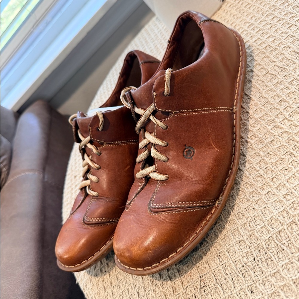 Born Brown Leather Men's Slip-On Lace Casual Shoes - Picture 3 of 8